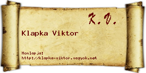 Klapka Viktor névjegykártya